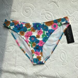 California Waves Colorful Floral High Leg Bikini Bottom - Size Small